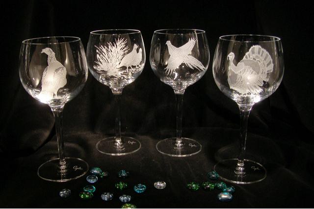 Crystal Game Bird Wine Glasses - Sportsman's Table