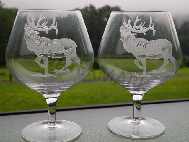Set of 4 Elk Head Beer Glasses, Pewter